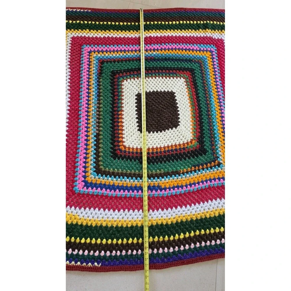 Handmade Crochet Giant Grannycore Square Blanket Throw Cottagecore 62